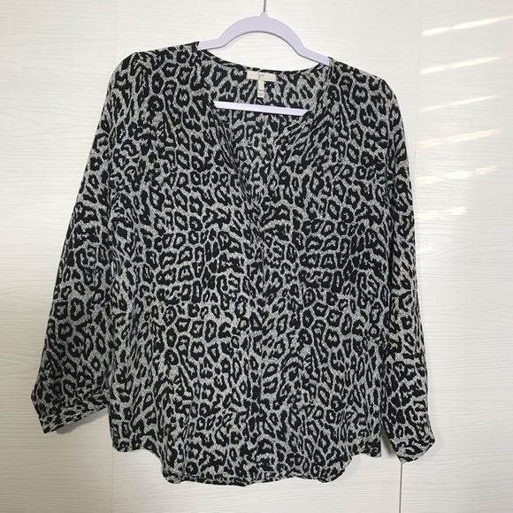 Joie Women's Gray Carita Blouse leopard print size Small T122 - Picture 2 of 8